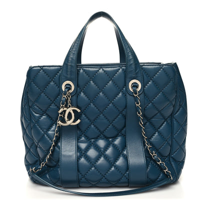 Chanel Lambskin Quilted Easy Carry Shopping Tote Blue 1 of 19