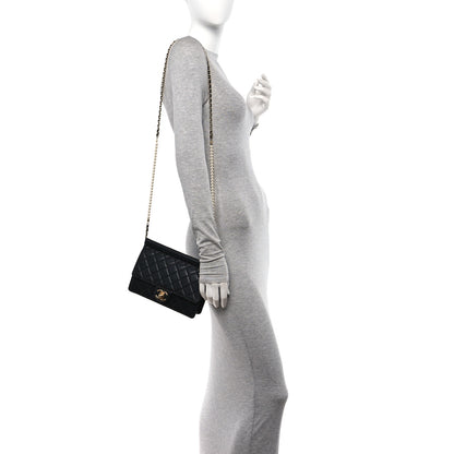 Chanel Lambskin Quilted Large Pearl Chain Flap Bag Black 2 of 11