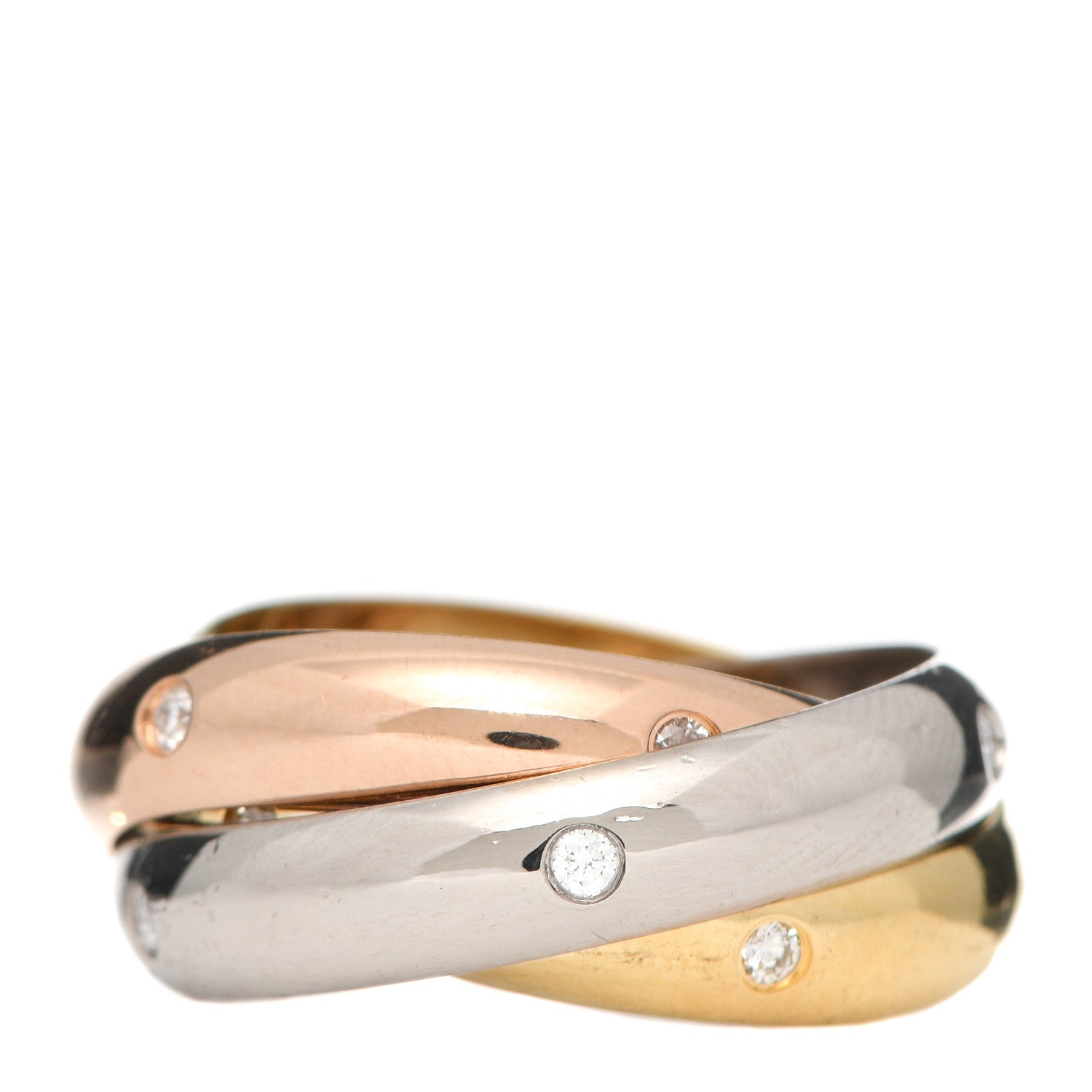Cartier 18K Pink Yellow White Gold Diamond Trinity Ring 50 5.25 3 of 5