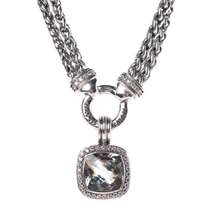 David Yurman Sterling Silver Diamond Prasiolite 16mm Moonlight Ice Albion Wheat Chain Pendant Necklace 4 of 6