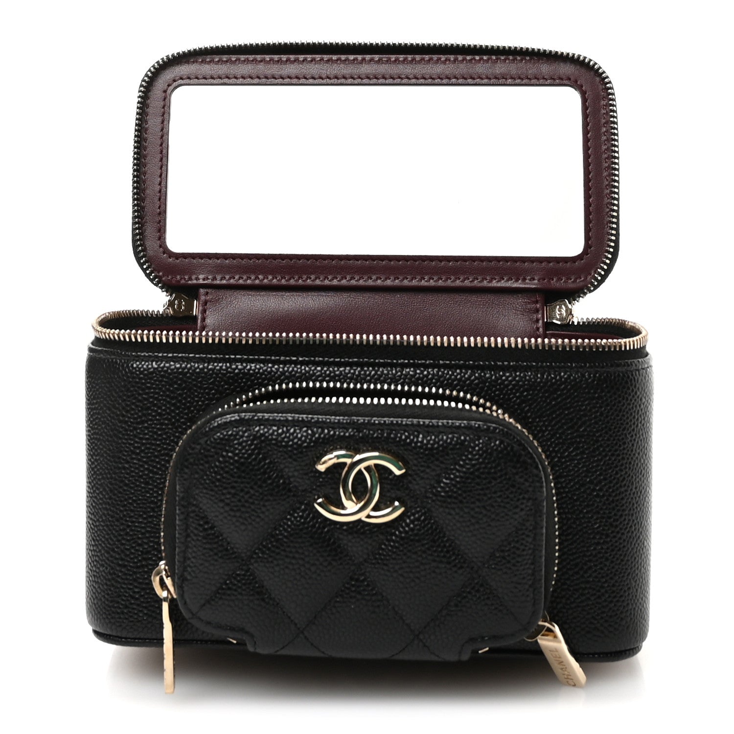 Chanel Caviar Quilted Top Handle Pocket Vanity Case Black 3 of 12