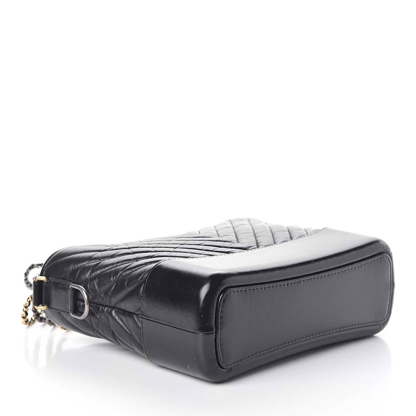 Aged Calfskin Chevron Quilted Medium Gabrielle Hobo Black