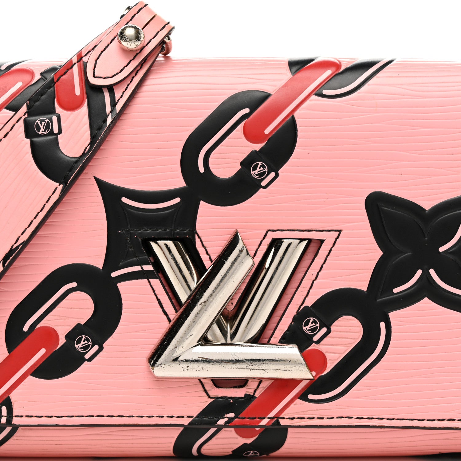 Louis Vuitton Epi Chain Flower Print Twist Chain Wallet Pink 7 of 11
