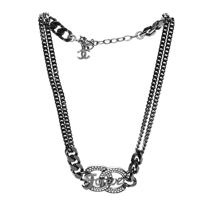 Chanel Crystal CC Forever Necklace Ruthenium 3 of 5