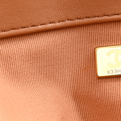 Chanel Lambskin Quilted Chanel 19 East West Shopping Bag Brown 7 of 13