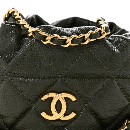 Chanel Caviar Quilted Coco First Bucket Clutch With Chain Khaki 8 of 12