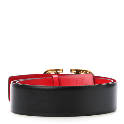 Valentino Garavani Glossy Calfskin VLogo Reversible 40mm Belt 80 Black Rouge Pur 3 of 7