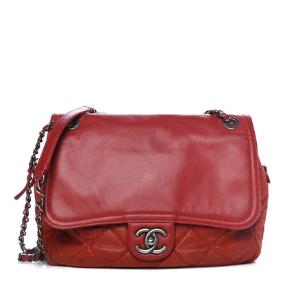 Chanel Iridescent Calfskin Medium In the Mix Flap Red 1 of 5