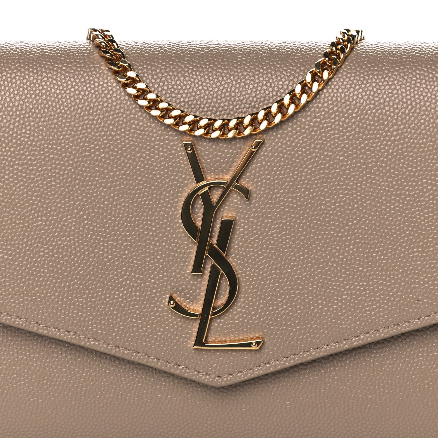 Saint Laurent Grain De Poudre Monogram Uptown Chain Wallet Dark Beige 9 of 13