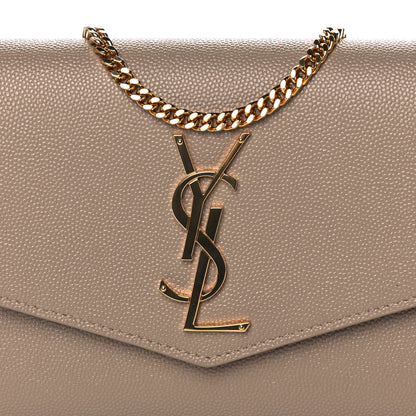 Saint Laurent Grain De Poudre Monogram Uptown Chain Wallet Dark Beige 9 of 13