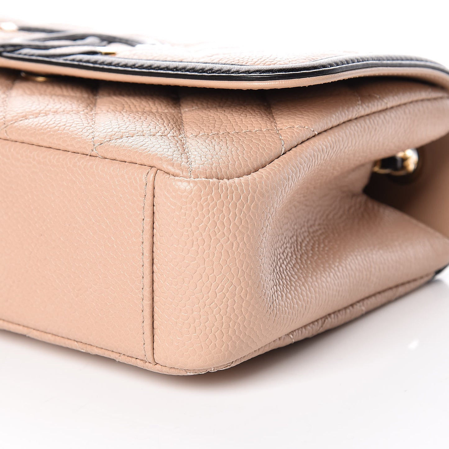 Caviar Quilted Small CC Filigree Flap Beige Black