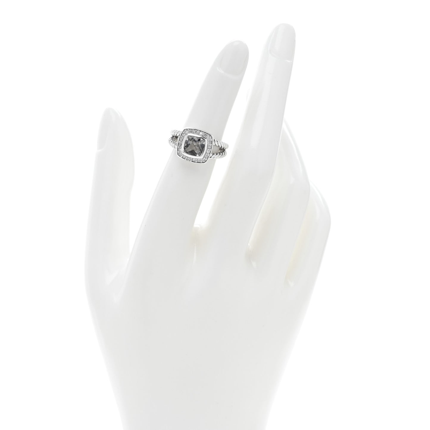 Sterling Silver Diamond White Topaz 7mm Petite Albion Ring 48 4.5