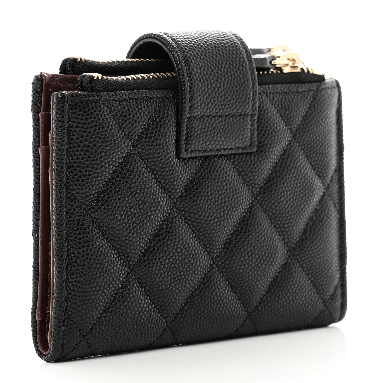 Chanel Caviar Quilted Compact Zipped Pocket Wallet Black 3 of 7