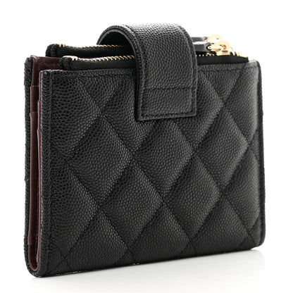 Chanel Caviar Quilted Compact Zipped Pocket Wallet Black 3 of 7