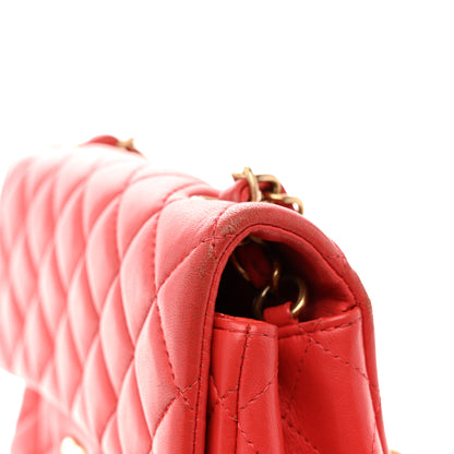 Chanel Lambskin Quilted Mini Rectangular Flap Coral 14 of 17
