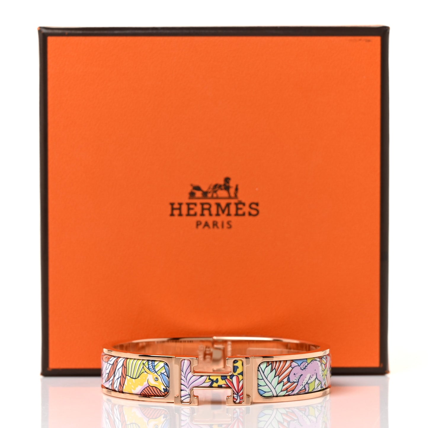Enamel Narrow Print Animaux Camoufles Clic Clac H Bracelet PM