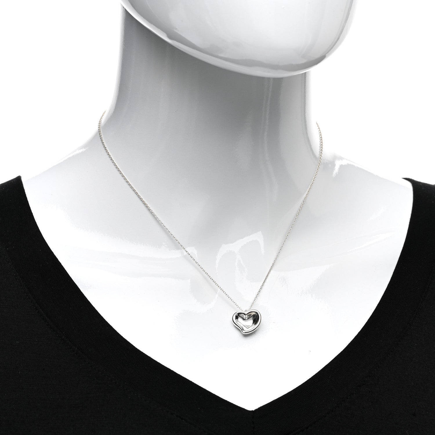 Tiffany Sterling Silver Elsa Peretti Full Heart Pendant Necklace 2 of 4