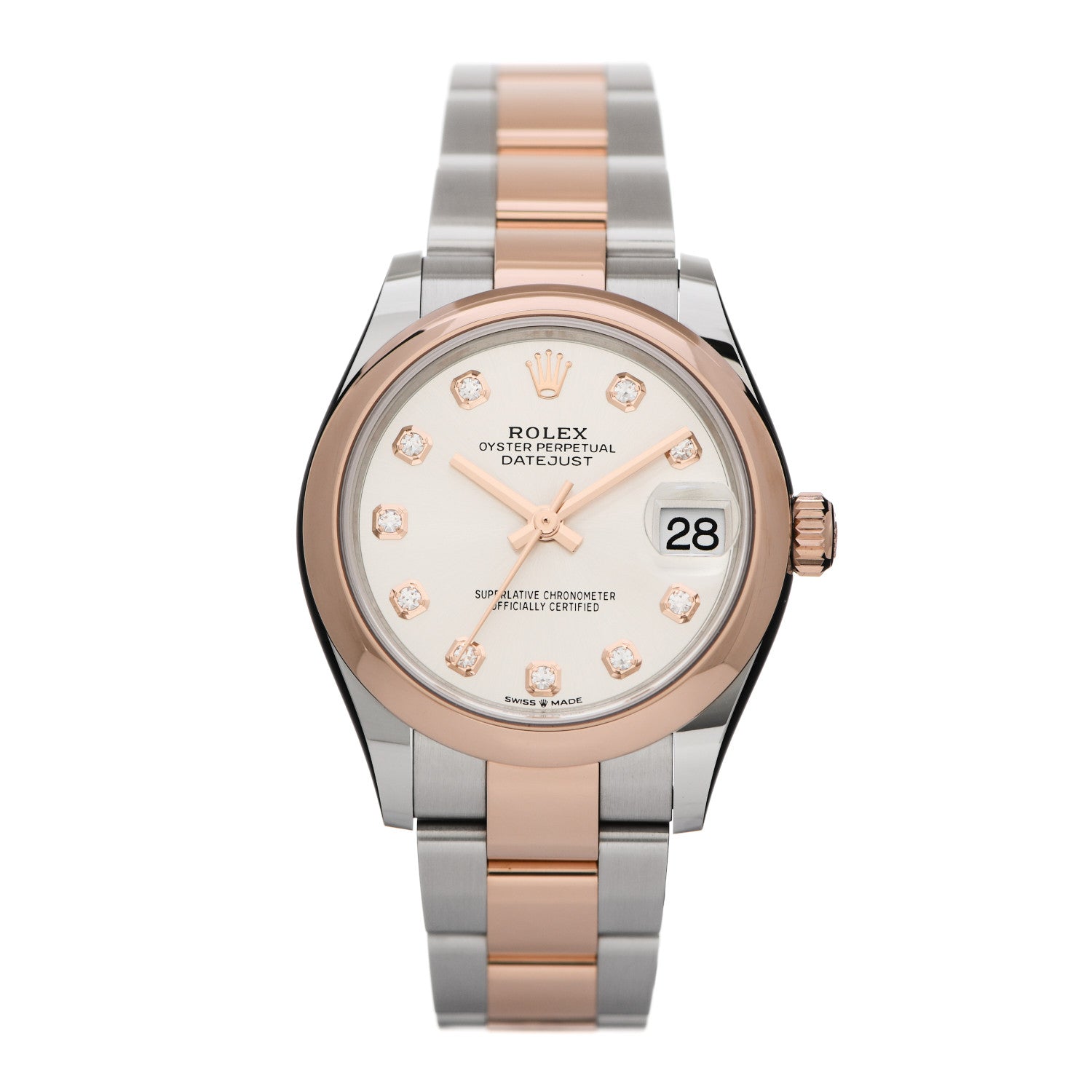 Rolex Stainless Steel 18K Everose Diamond 31mm Oyster Perpetual Datejust Watch Silver 178241 1 of 5