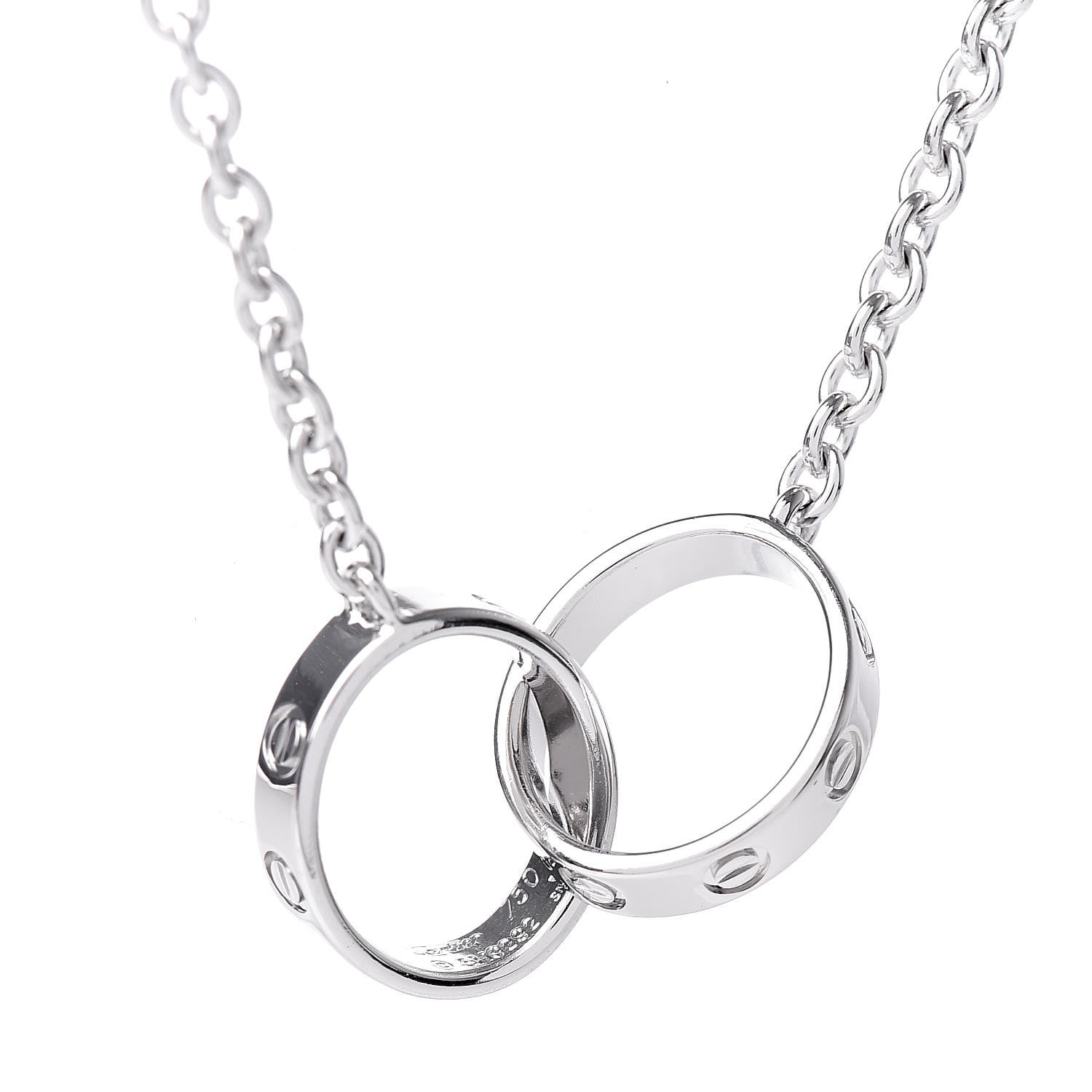 Cartier 18K White Gold Interlocking LOVE Necklace 5 of 6