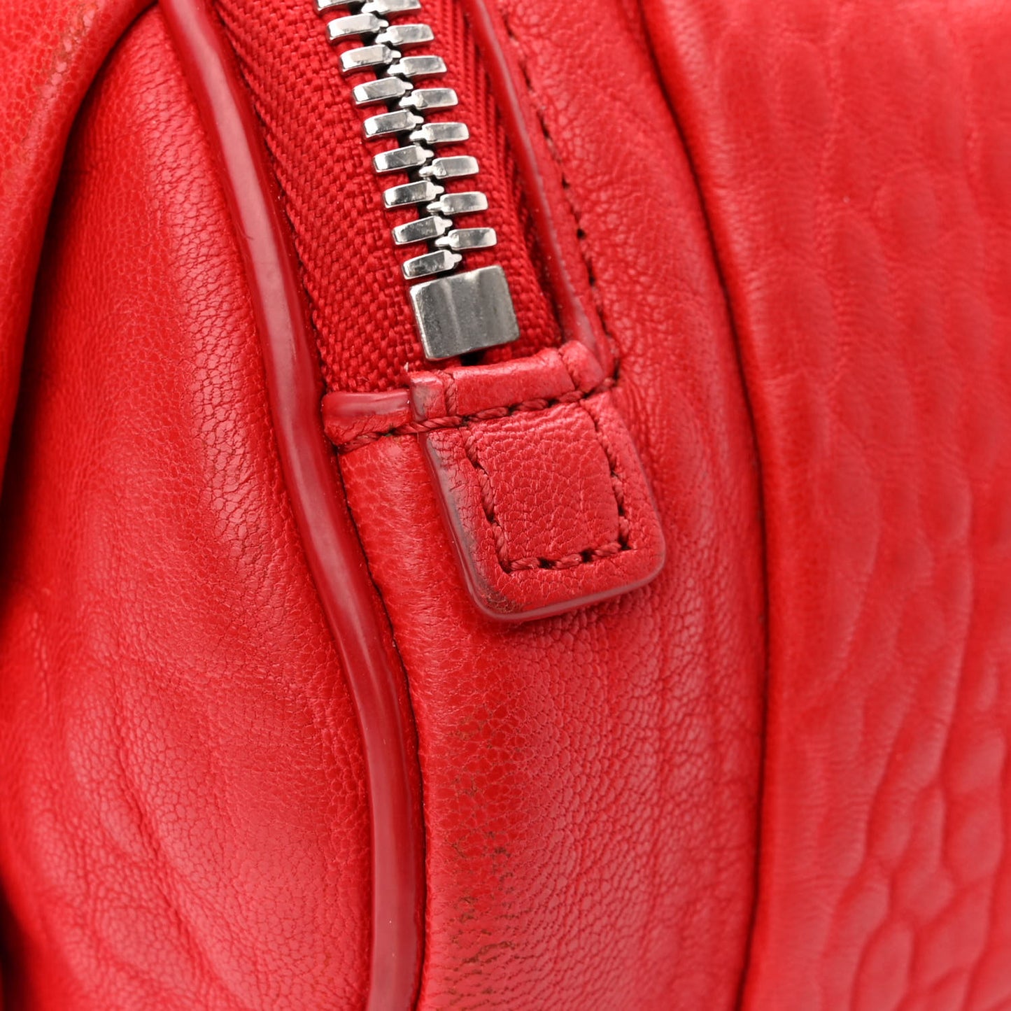 Pebbled Lambskin Mini Rockie Red Rhodium Hardware