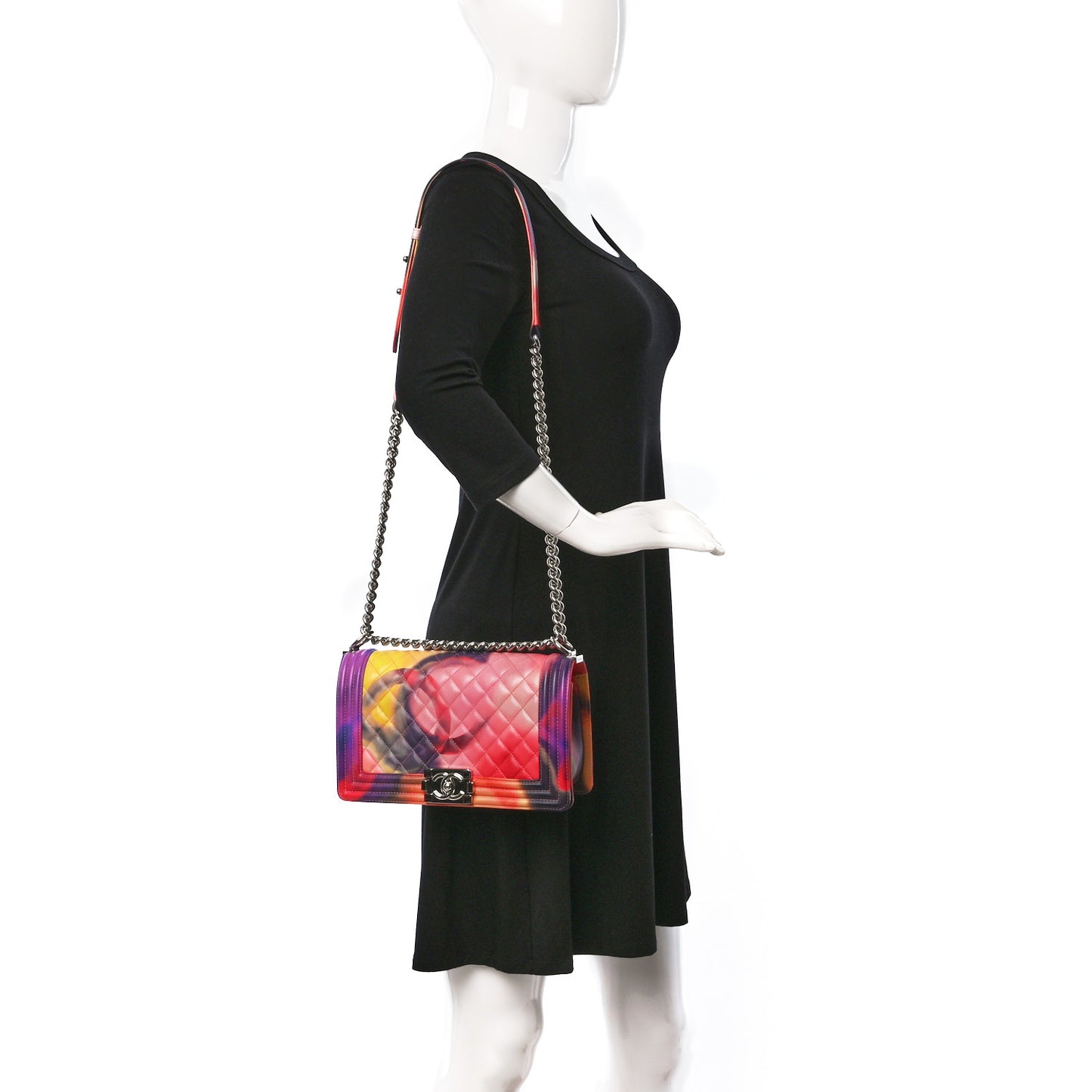 Printed Lambskin Quilted Medium Flower Power Boy Flap