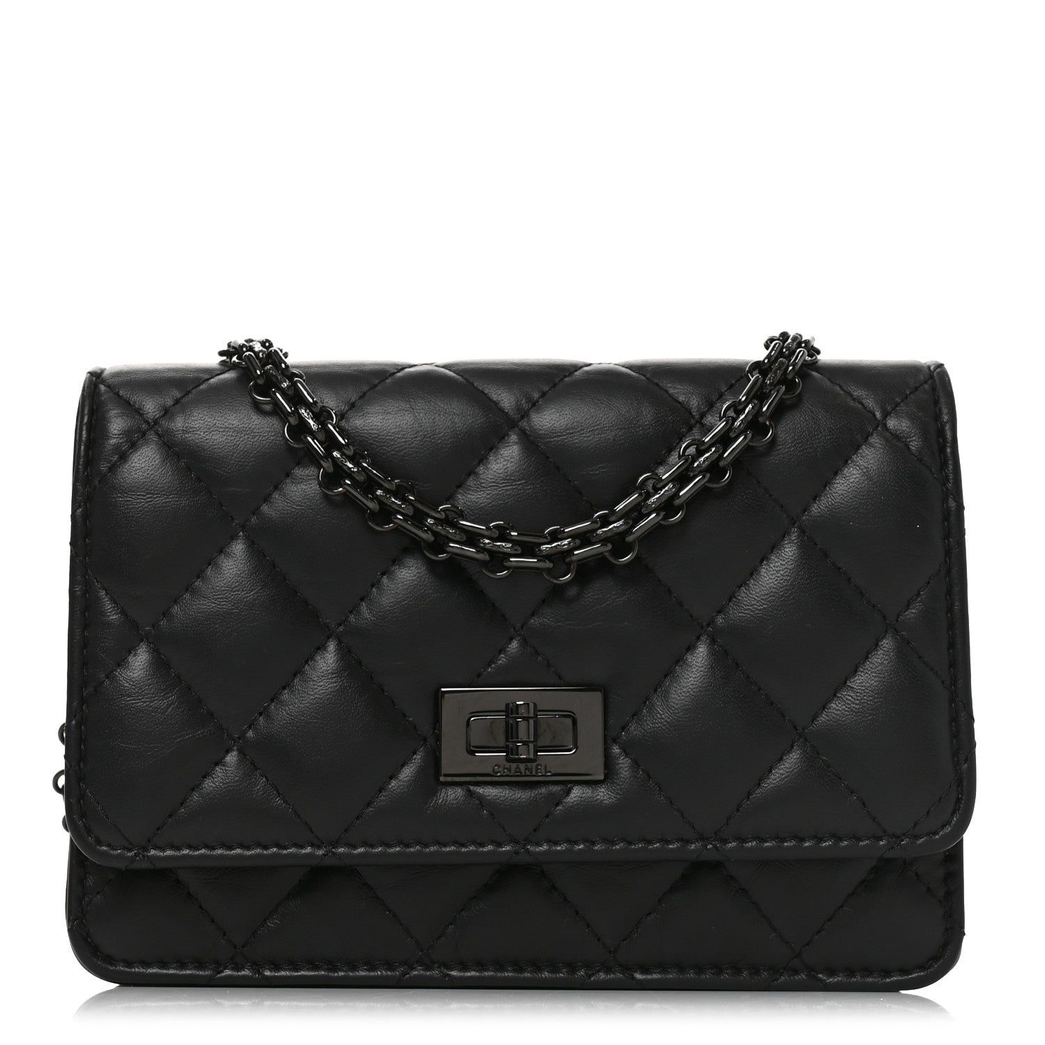 Chanel Aged Calfskin Quilted Mini Reissue Wallet On Chain WOC So Black 1 of 12