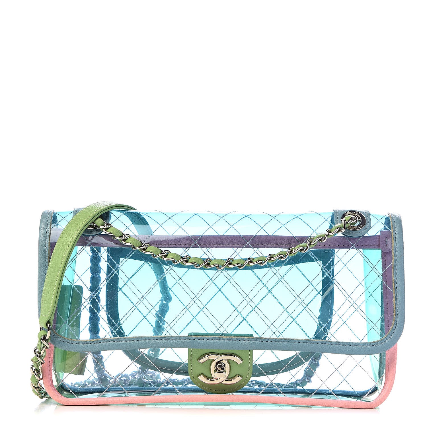 Chanel Lambskin PVC Quilted Medium Coco Splash Flap Blue Green 1 of 10