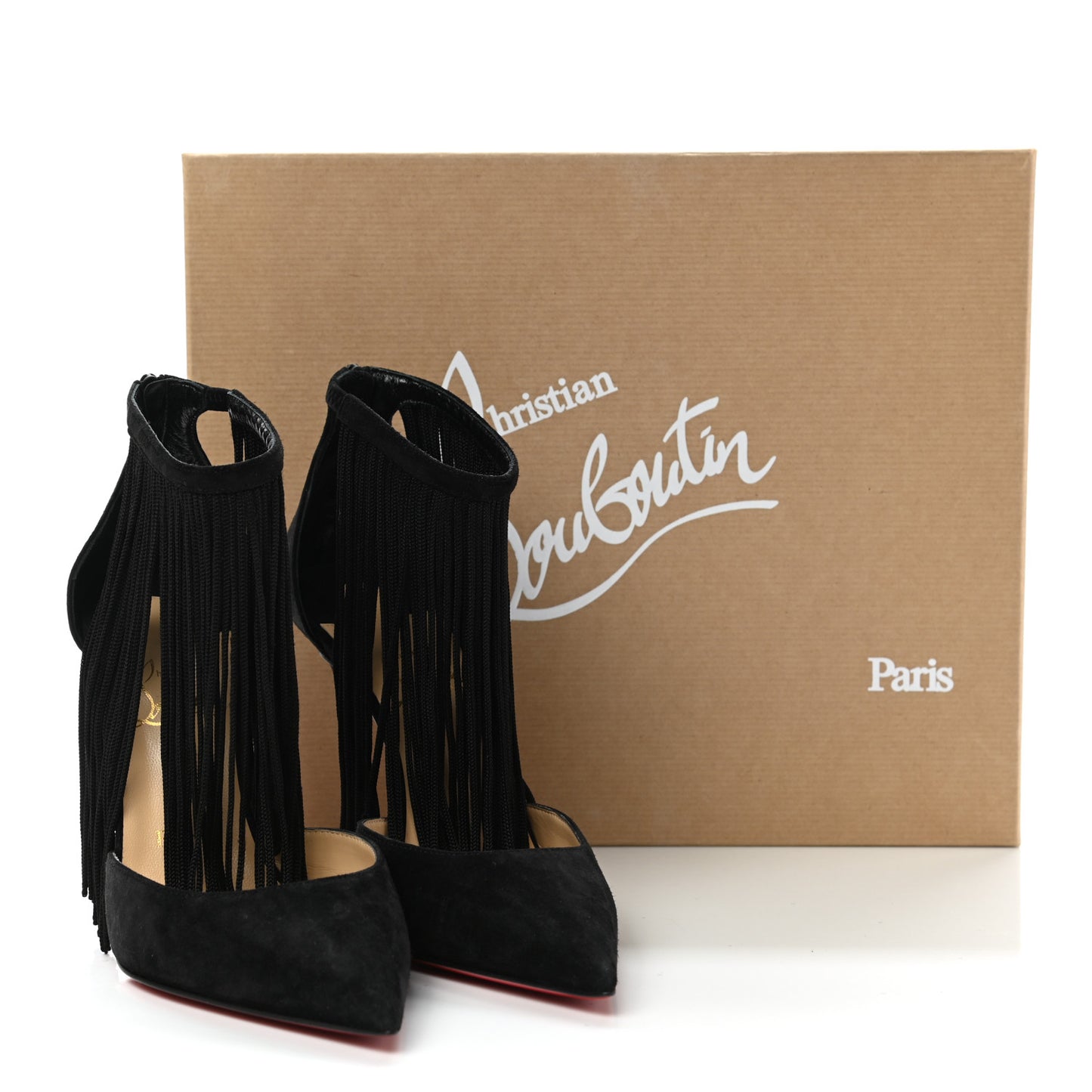 Veau Velours Fringe Courtain 100 Pumps 36.5 Black