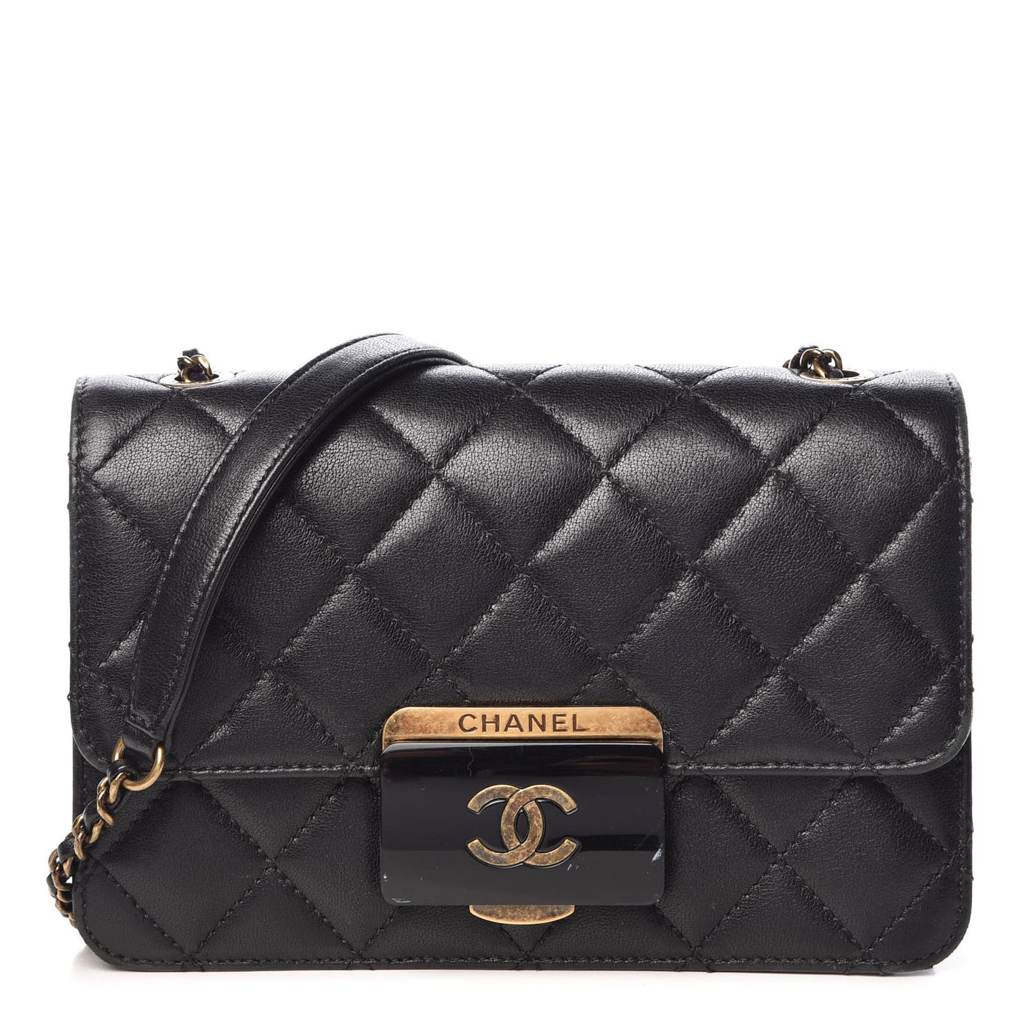 Sheepskin Quilted Beauty Lock Flap Black