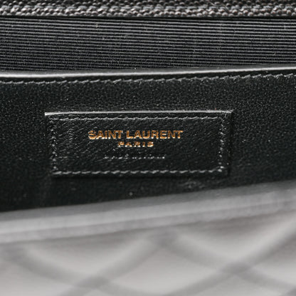 Saint Laurent Grain De Poudre Textured Mixed Matelasse Triquilt Medium Monogram Satchel Black 6 of 9