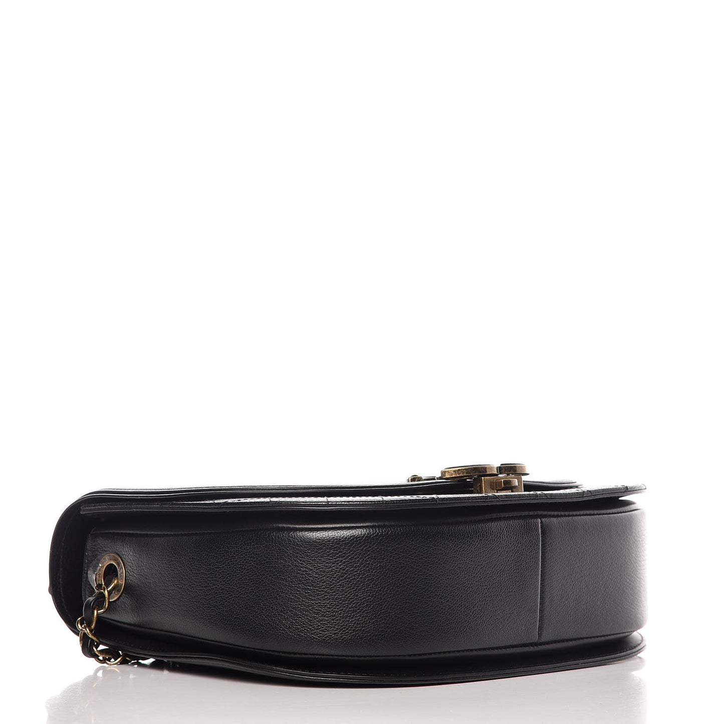 Shiny Calfskin Goatskin Quilted Medium Coco Curve Messenger Flap Black