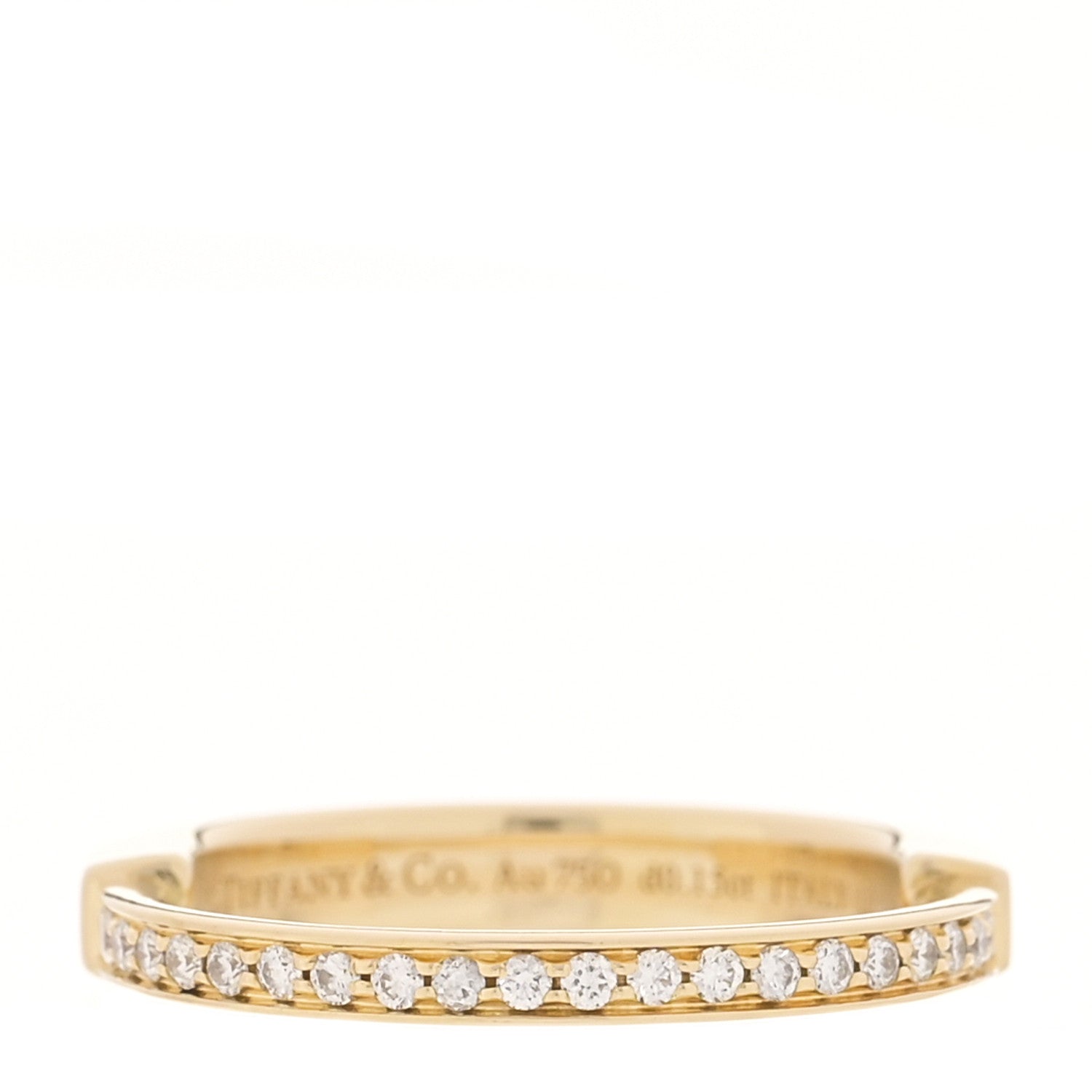 Tiffany 18K Yellow Gold Diamond Lock Ring 57 8 1 of 4