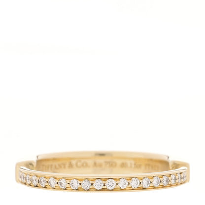 Tiffany 18K Yellow Gold Diamond Lock Ring 57 8 1 of 4