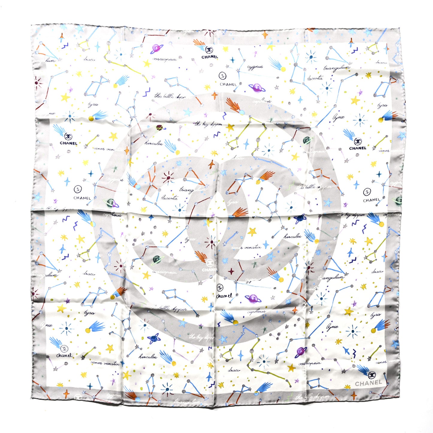 Silk Constellations CC Square Scarf Grey Multicolor