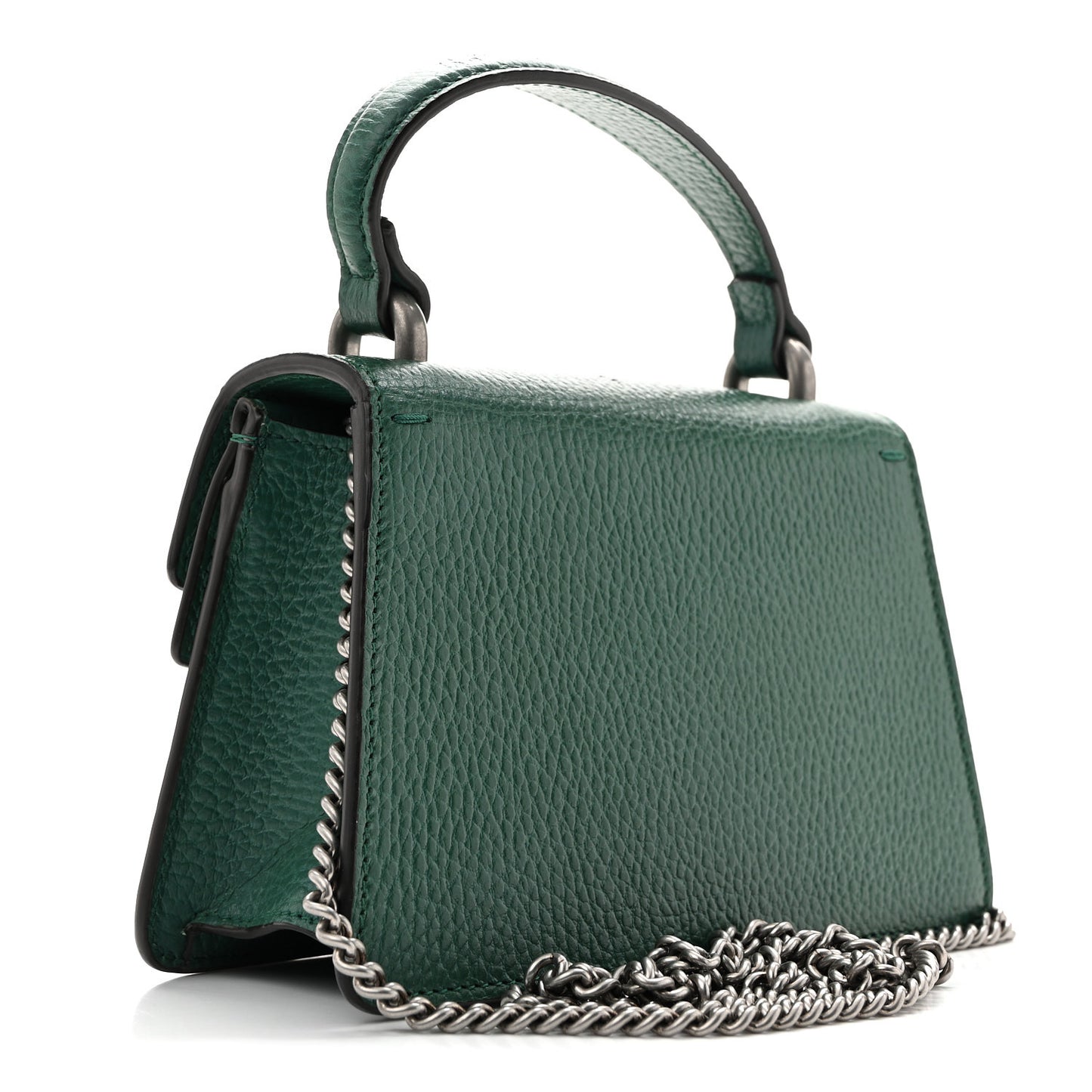 Dollar Calfskin Crystal Mini Dionysus Top Handle Bag Emerald