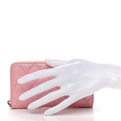 Chanel Iridescent Caviar Quilted Medium Zip Around Wallet Pink 2 of 9