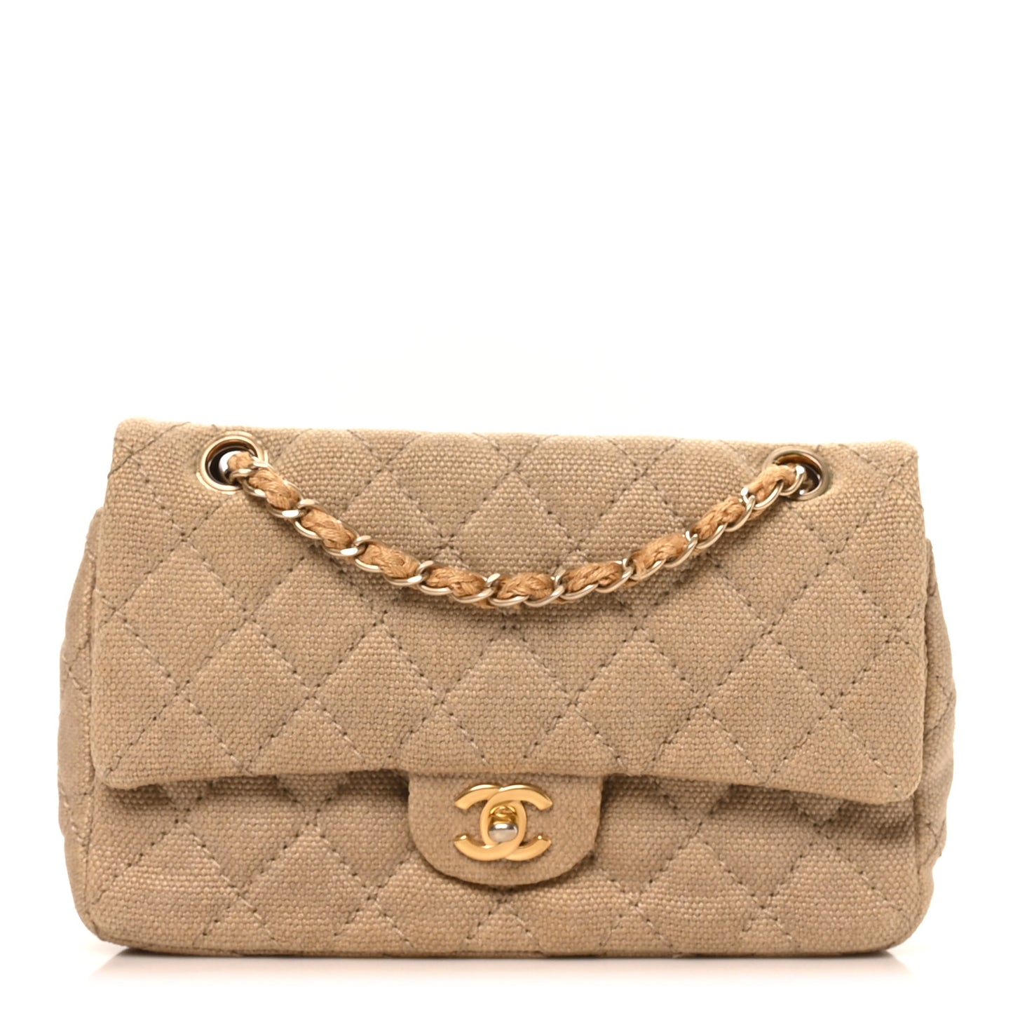 Jersey Quilted Small Single Flap Beige