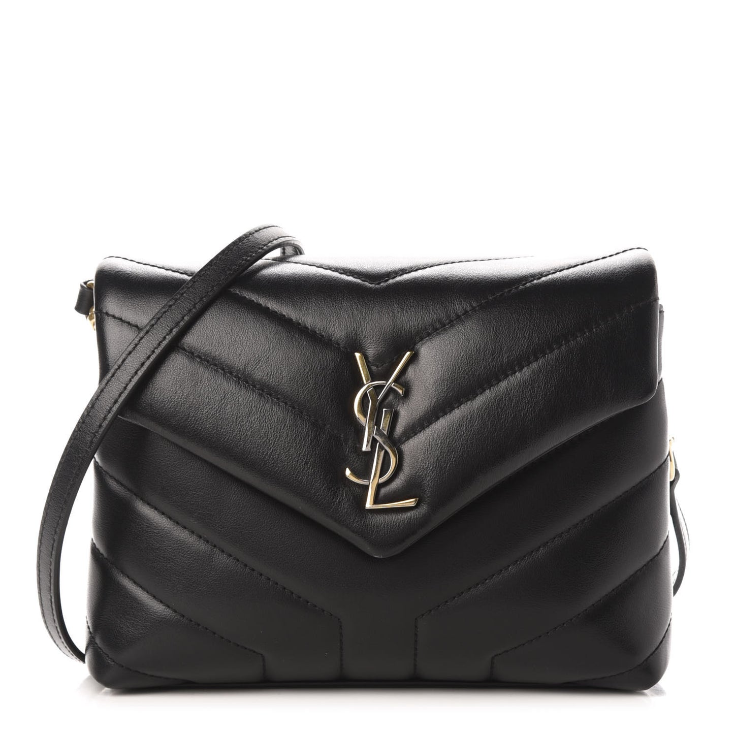 Calfskin Y Quilted Monogram Toy Loulou Crossbody Bag Black