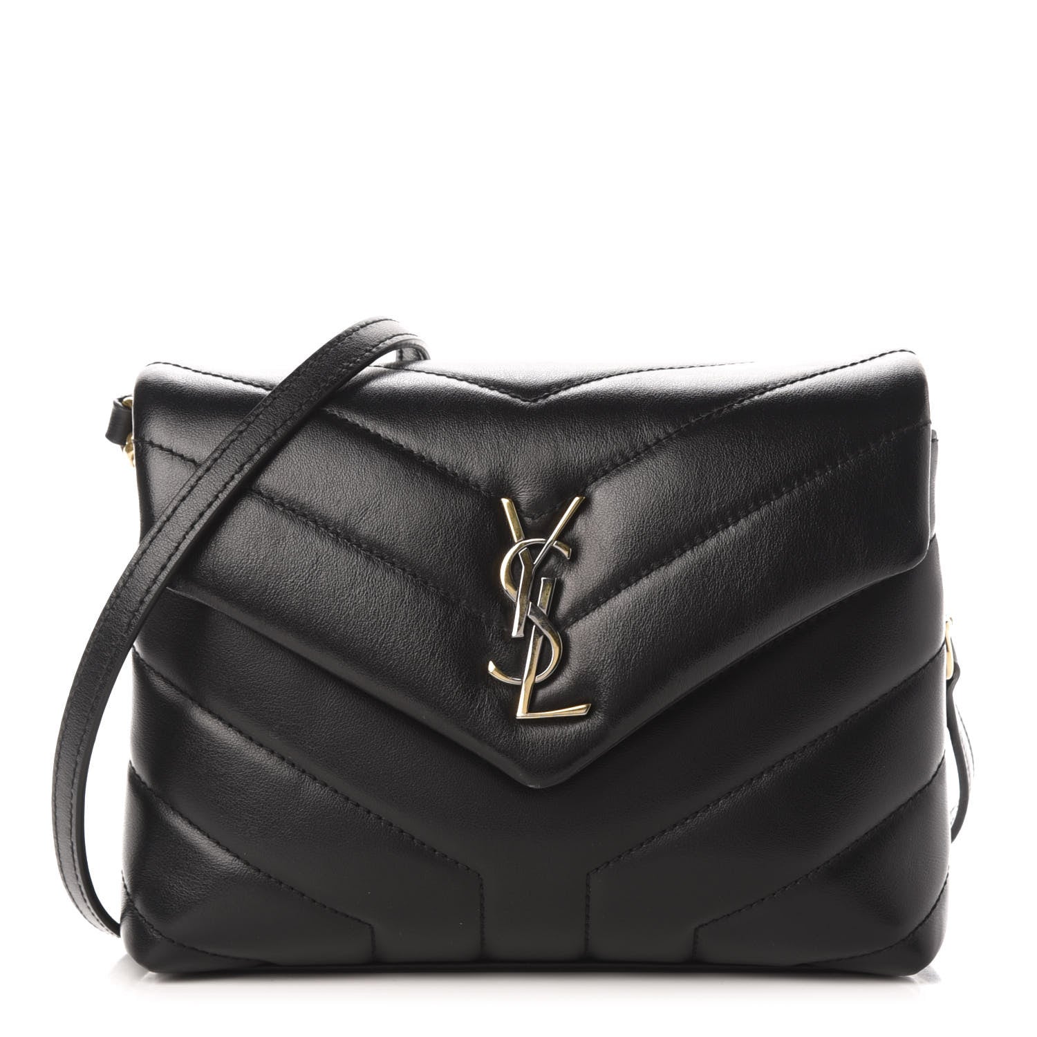 Saint Laurent Calfskin Y Quilted Monogram Toy Loulou Crossbody Bag Black 1 of 13