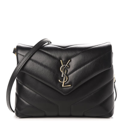 Saint Laurent Calfskin Y Quilted Monogram Toy Loulou Crossbody Bag Black 1 of 13