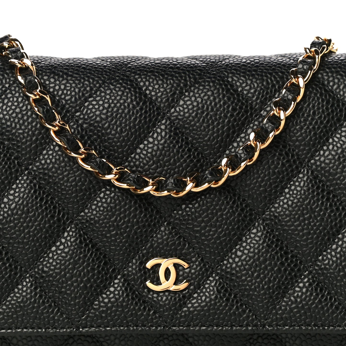 Caviar Quilted Wallet On Chain WOC Black