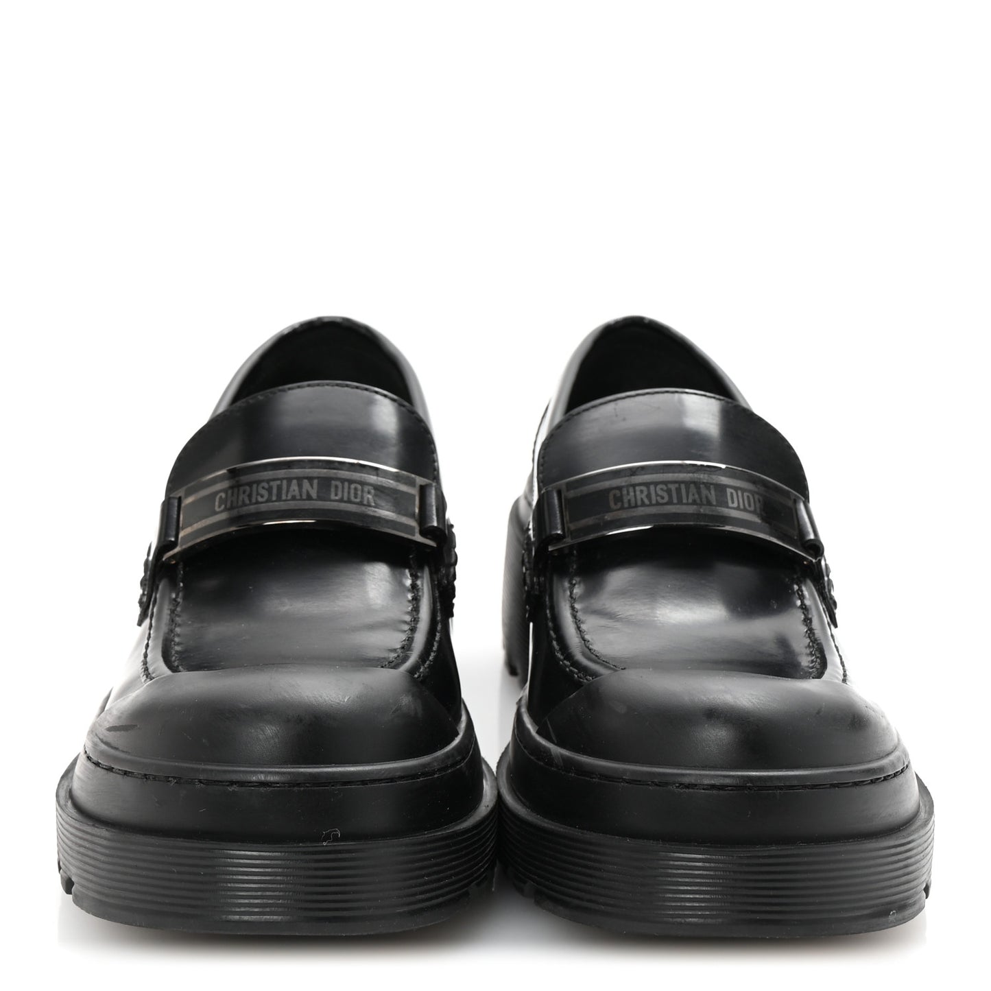 Brushed Calfskin Dior Code Lug Sole Platform 35mm Loafers 38.5 Black