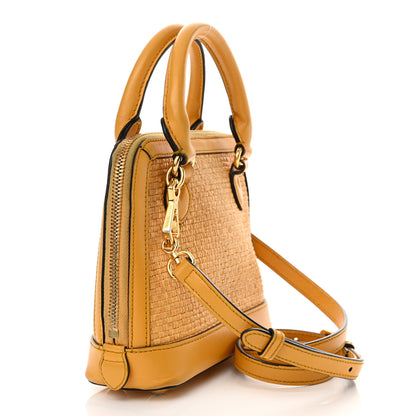 Gucci Straw Azalea Calfskin Woven Mini Horsebit 1955 Top Handle Bag Crop Black 3 of 24