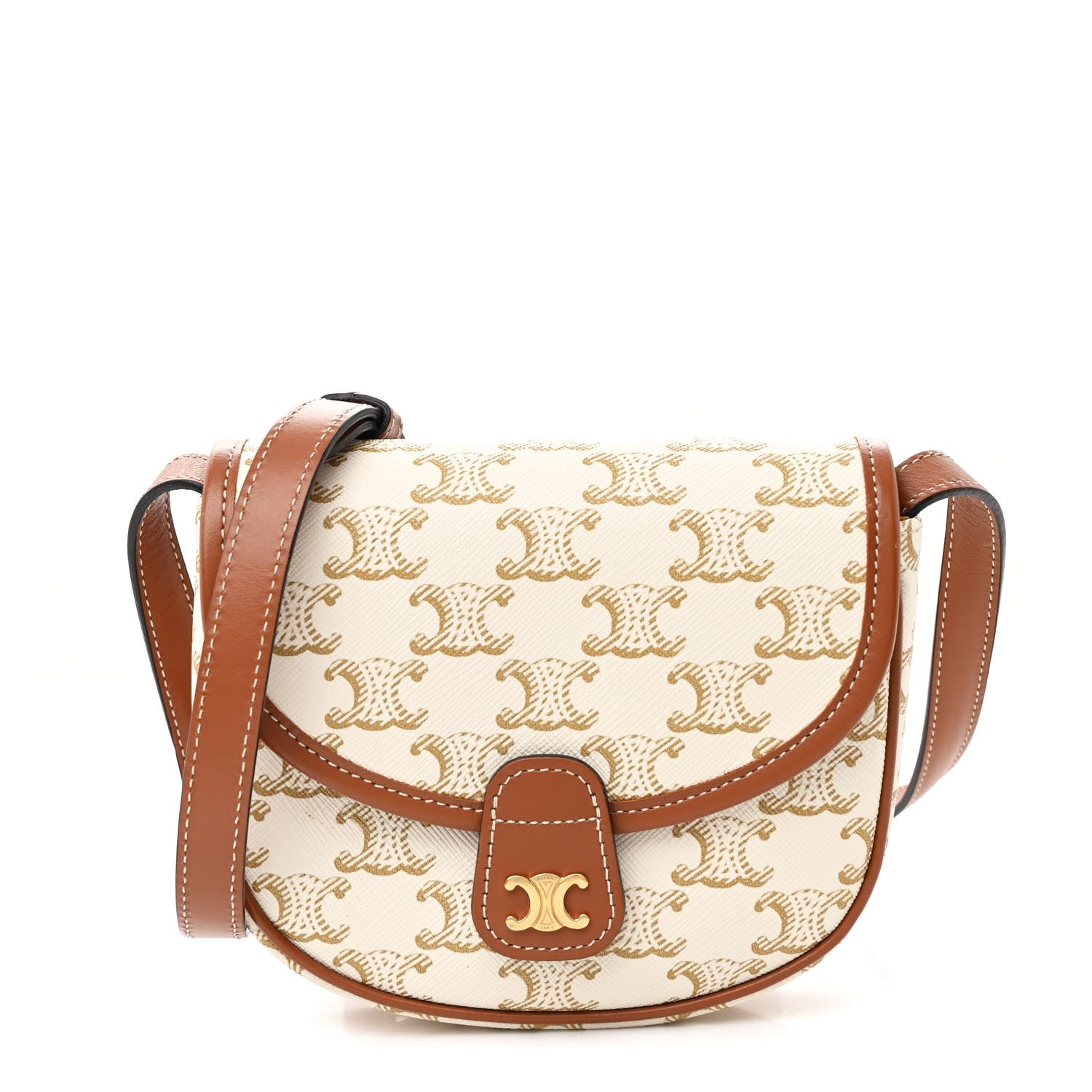 Celine Triomphe Canvas Calfskin Mini Besace Bag White 1 of 10