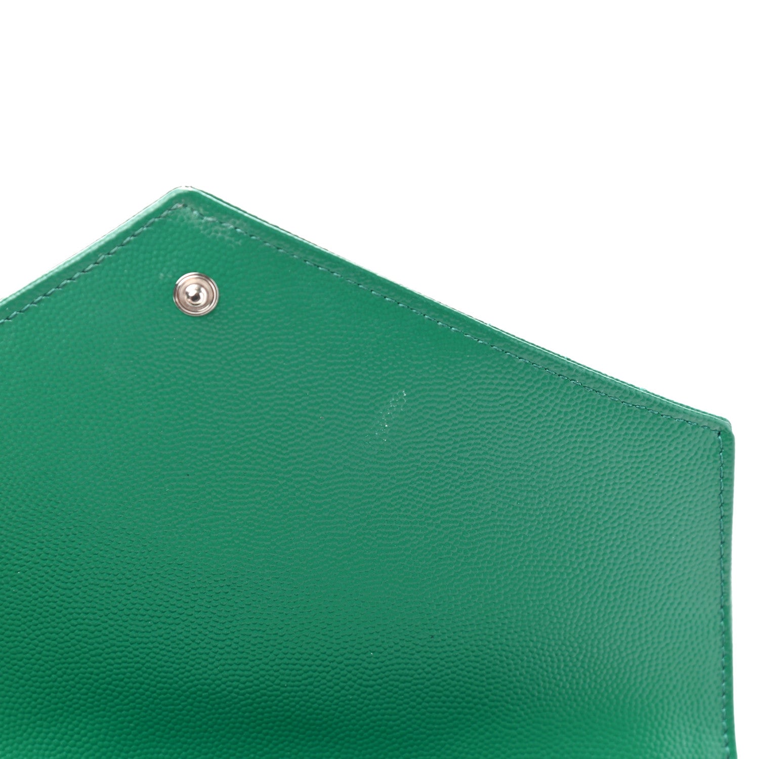 Saint Laurent Grain De Poudre Textured Mixed Matelasse Triquilt Monogram Clutch Green Field 7 of 10