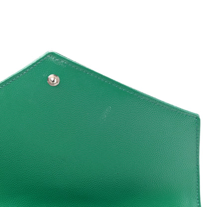 Saint Laurent Grain De Poudre Textured Mixed Matelasse Triquilt Monogram Clutch Green Field 7 of 10