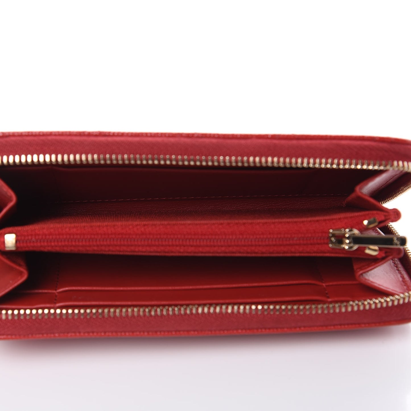 Caviar Quilted Medium Zip Around Wallet Red