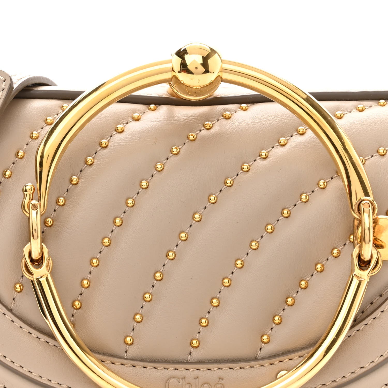 Chloe Calfskin Lambskin Quilted Studded Nile Bracelet Minaudiere Bag 8 of 13