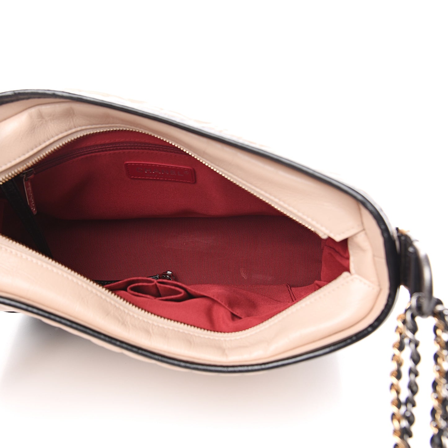Aged Calfskin Quilted Medium Gabrielle Hobo Beige Black