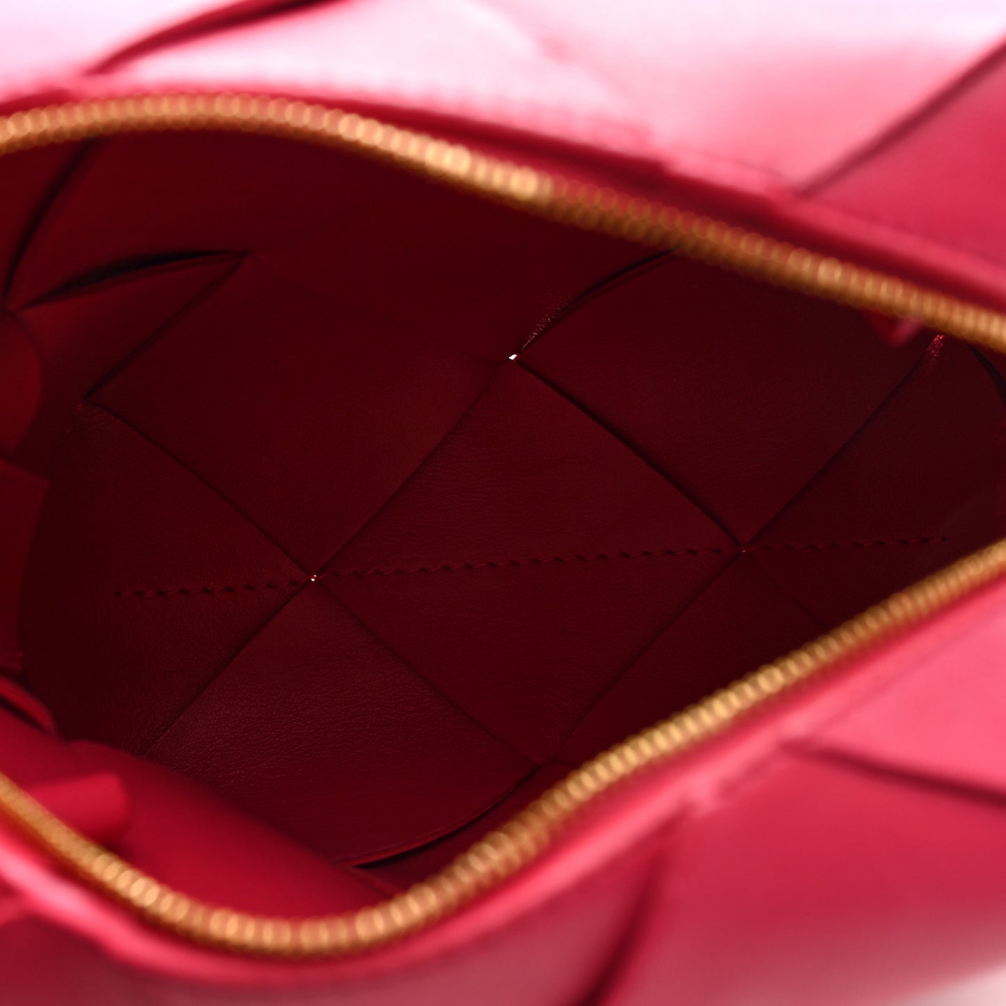 Lambskin Maxi Intrecciato Mini Cassette Camera Bag Cranberry